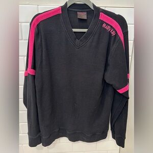 Mary Kay Black V-Neck Sweater with Pink Highlights